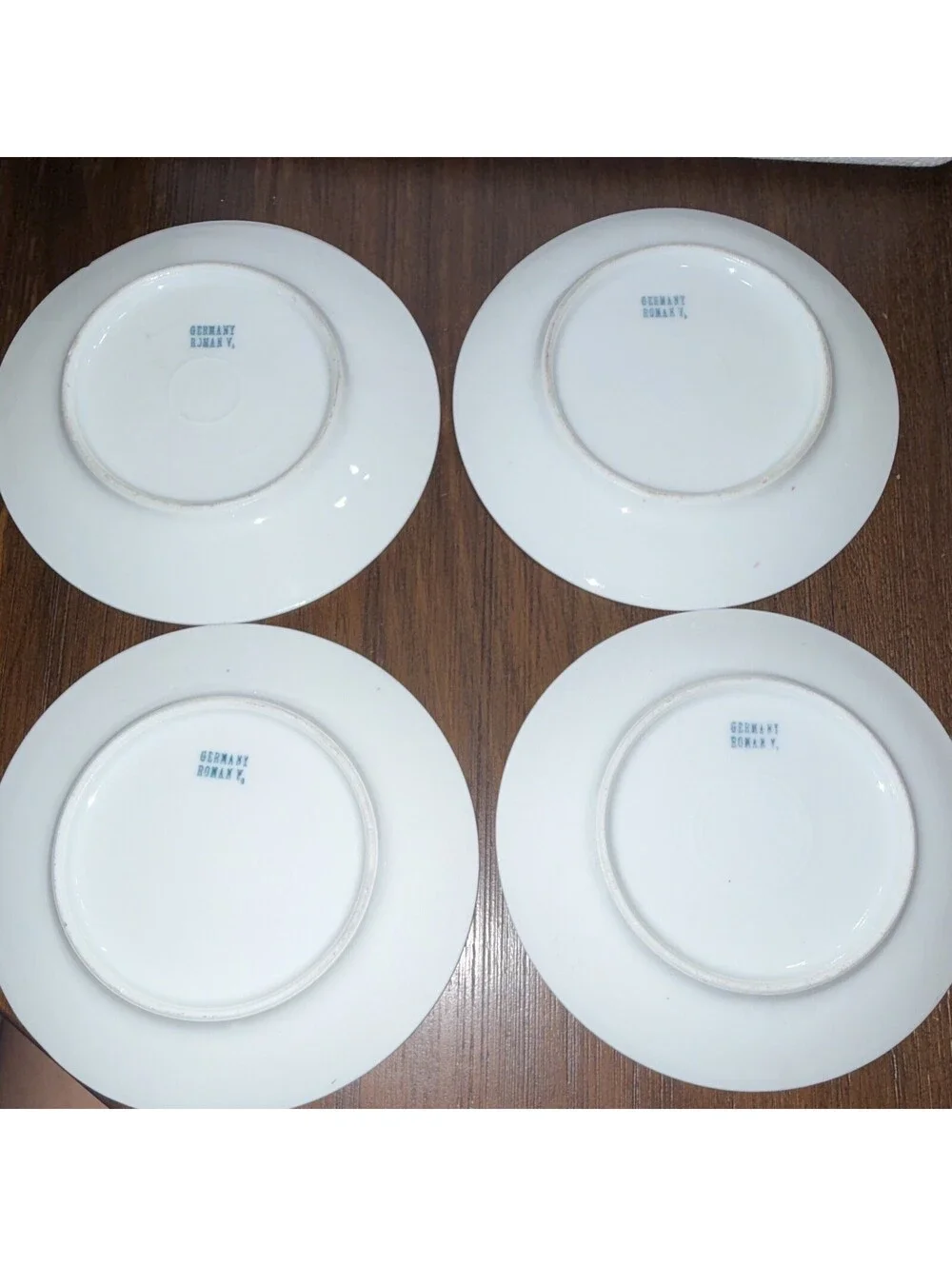 Bavaria Porcelain Dinner Plates Set of 4, White Floral Rose Pattern